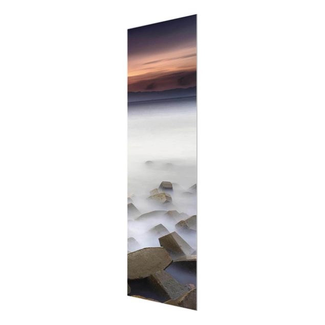 Tableau en verre paysage Coucher de soleil dans le brouillard