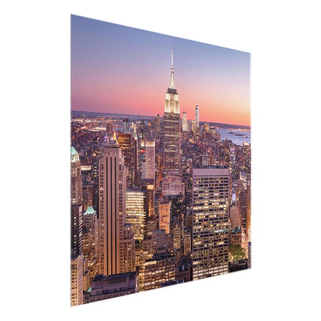 Tableaux en verre coucher de soleil Coucher de soleil Manhattan New York City
