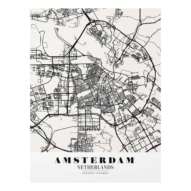 Tableaux noir et blanc Plan de ville d'Amsterdam - Classique