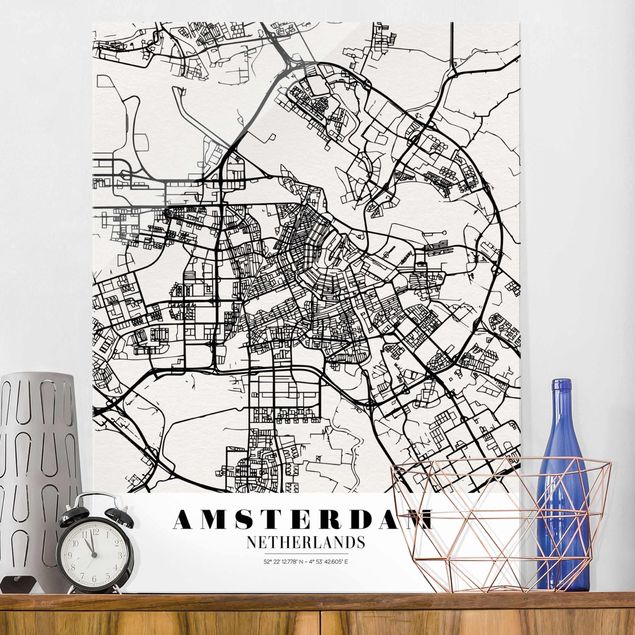 Déco murale cuisine Plan de ville d'Amsterdam - Classique