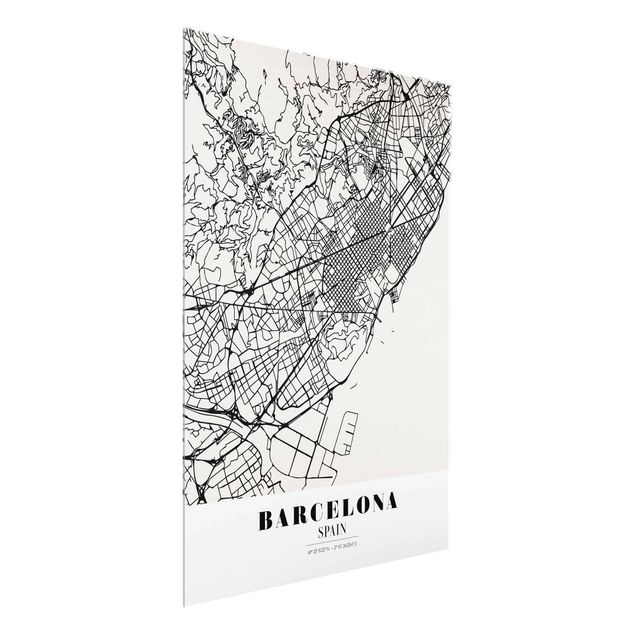 Tableaux en verre citations Plan de ville de Barcelone - Classique