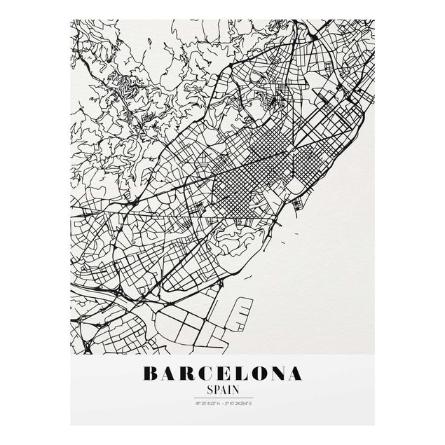 Tableaux noir et blanc Plan de ville de Barcelone - Classique