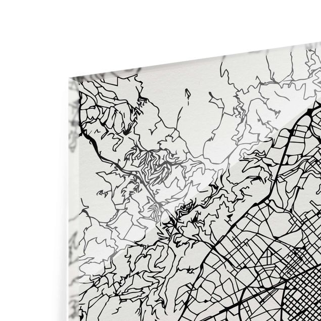Tableaux en verre magnétique Plan de ville de Barcelone - Classique