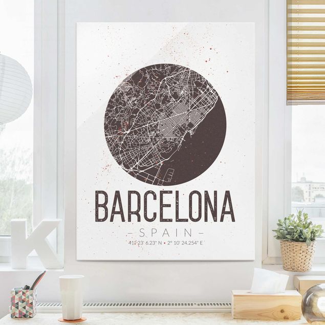 Déco mur cuisine Plan de ville de Barcelone - Rétro