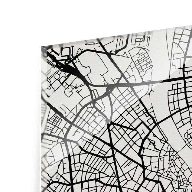 Tableaux en verre magnétique Plan de la ville de Bâle - Classique