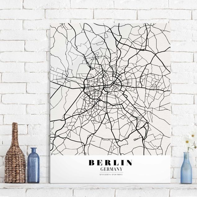 Tableaux en verre Berlin Plan de ville de Berlin - Classique