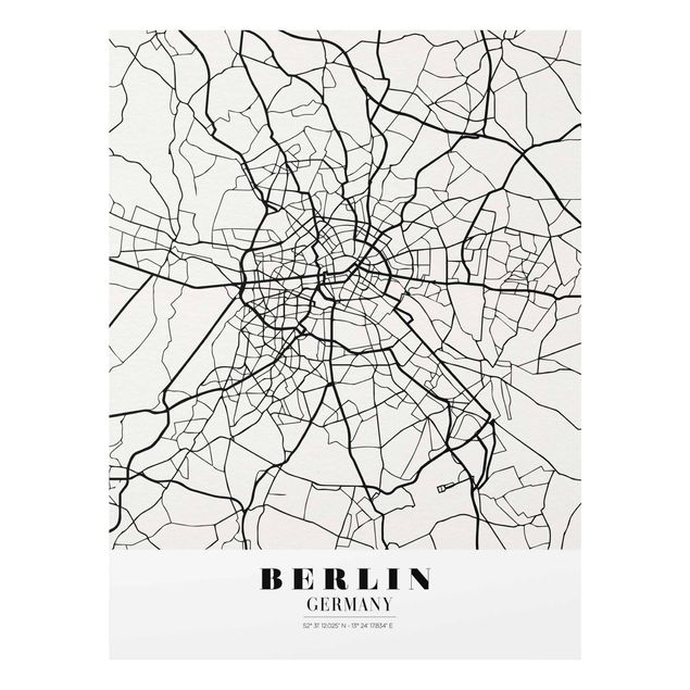 Tableaux en verre citations Plan de ville de Berlin - Classique