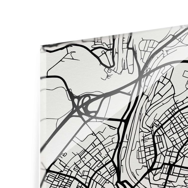 Tableaux en verre magnétique Plan de ville de Berne - Classique