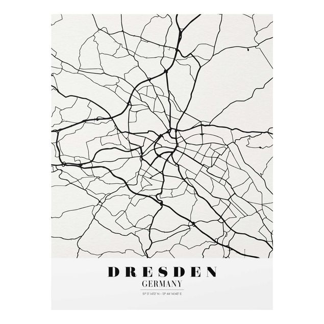 Tableaux noir et blanc Plan de ville de Dresde - Classique