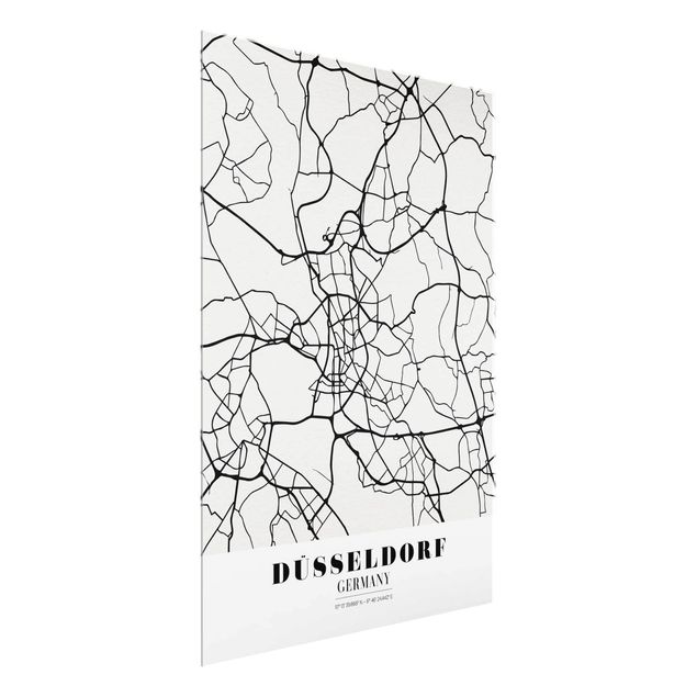 Tableaux en verre citations Plan de ville de Dusseldorf - Classique