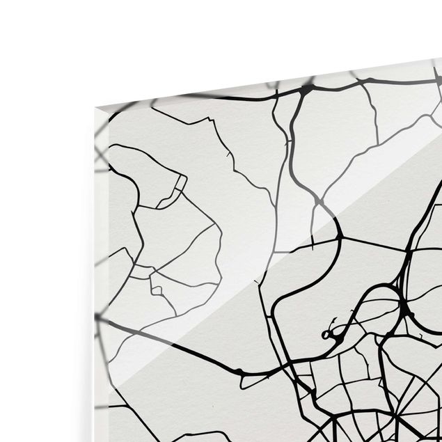 Tableaux en verre magnétique Plan de ville de Dusseldorf - Classique