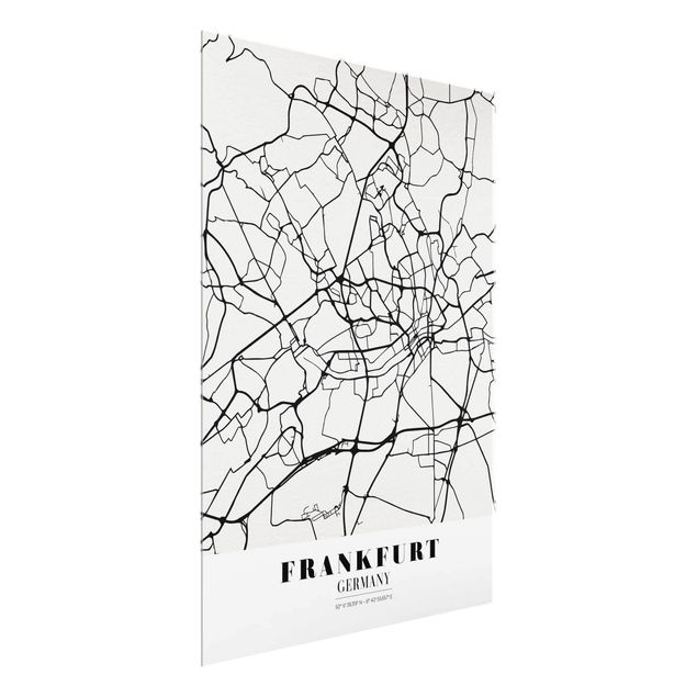 Tableaux en verre citations Plan de ville de Francfort - Classique