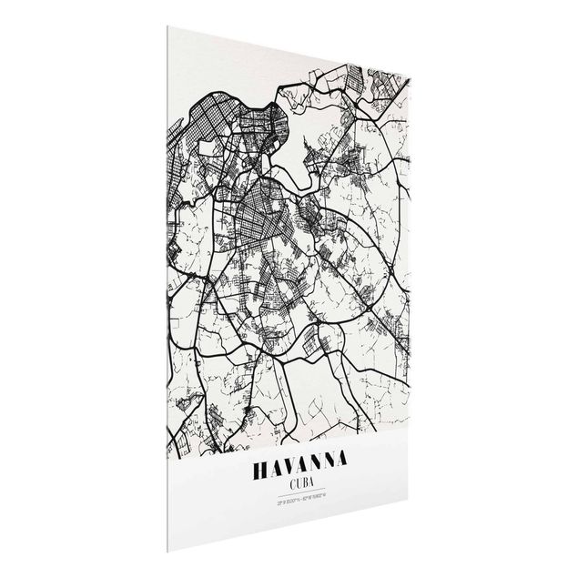 Tableaux en verre citations Plan de ville La Havane - Classique