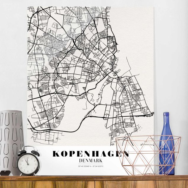 Déco mur cuisine Plan de ville de Copenhague - Classique