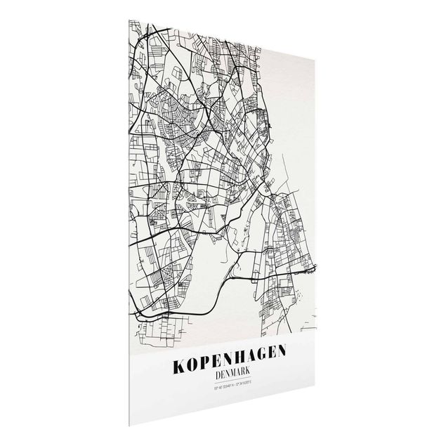Tableaux en verre citations Plan de ville de Copenhague - Classique