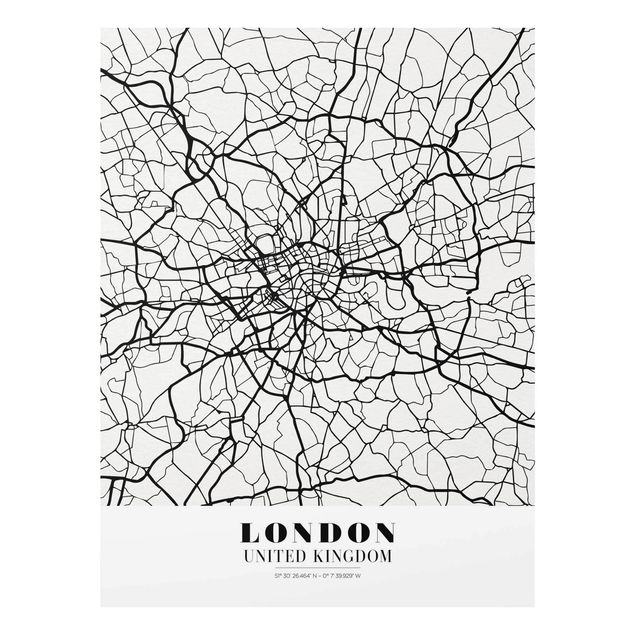 Tableaux en verre mappemonde Plan de ville de Londres - Classique
