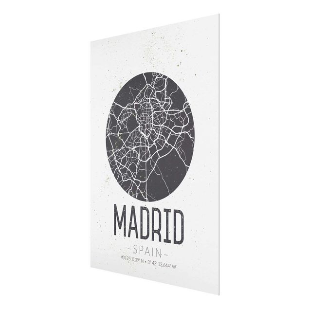 Tableaux noir et blanc Plan de ville de Madrid - Rétro