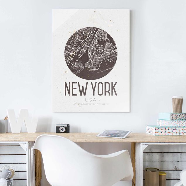 Tableau New York Plan de la ville de New York - Rétro