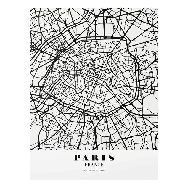 Tableaux en verre mappemonde Plan de ville de Paris - Classique