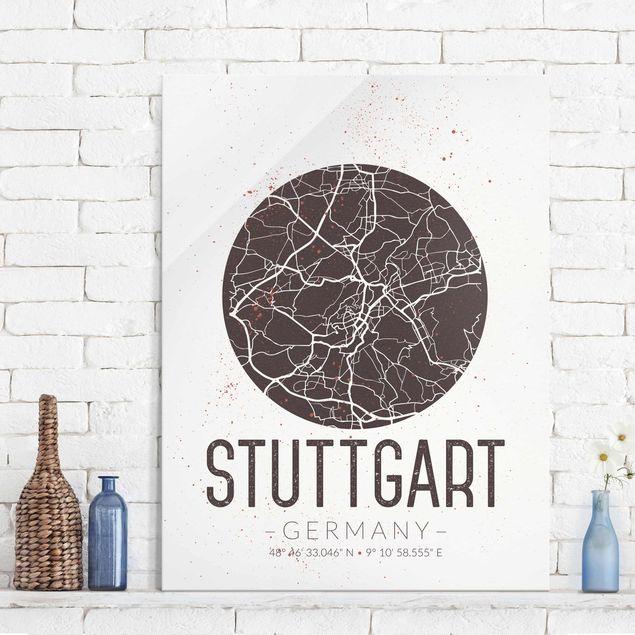 Déco mur cuisine Plan de ville de Stuttgart - Rétro