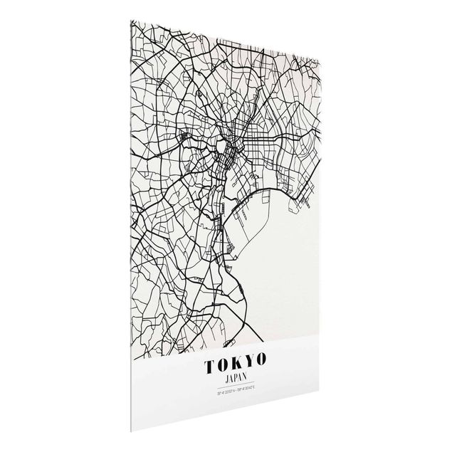 Tableaux en verre mappemonde Plan de ville de Tokyo - Classique