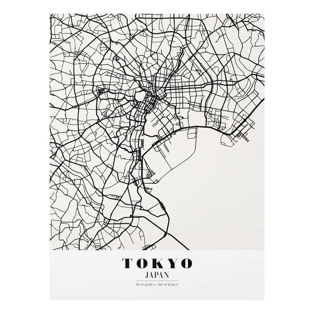 Tableaux en verre citations Plan de ville de Tokyo - Classique