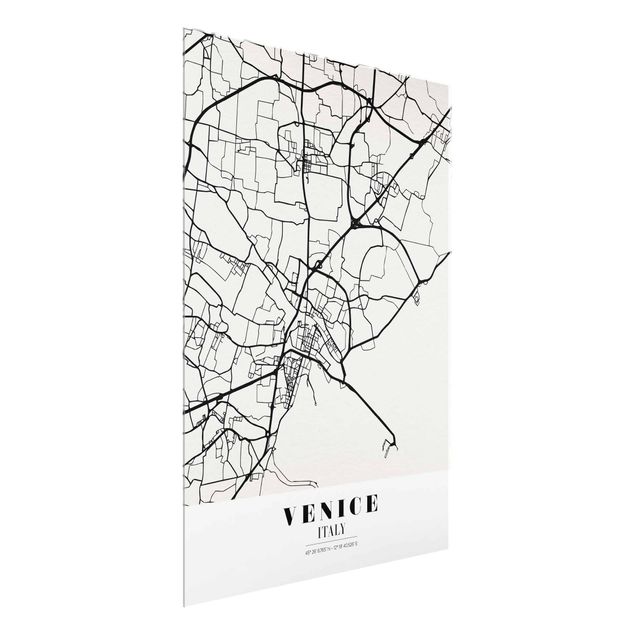 Tableaux en verre citations Plan de ville de Venise - Classique