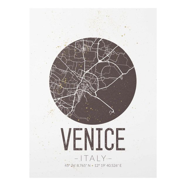 Tableaux marron Plan de la ville de Venise - Rétro