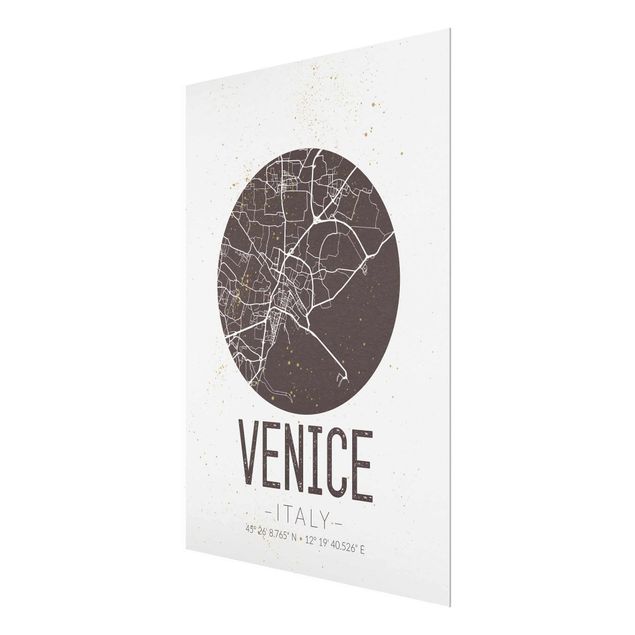 Tableaux noir et blanc Plan de la ville de Venise - Rétro