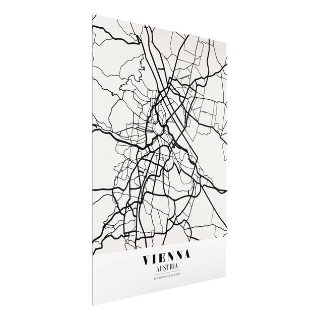 Tableaux en verre citations Plan de ville de Vienne - Classique