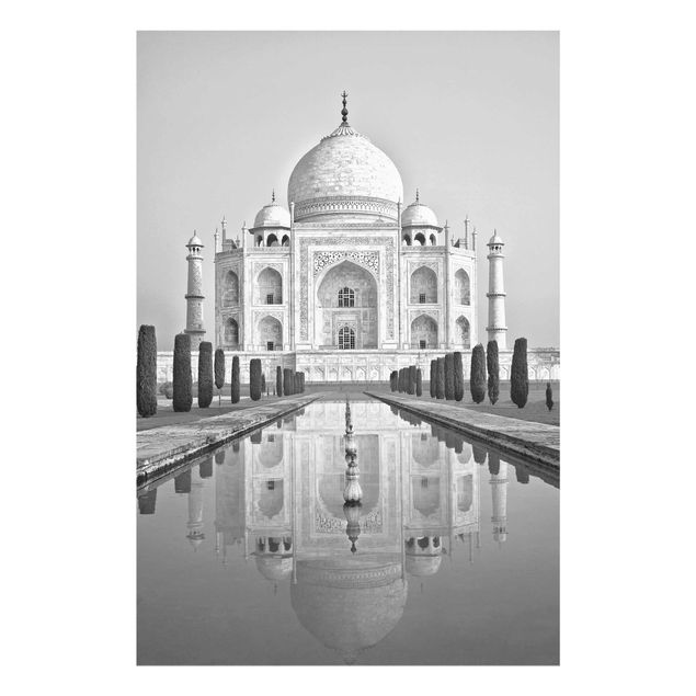 Tableau gris Taj Mahal avec jardin