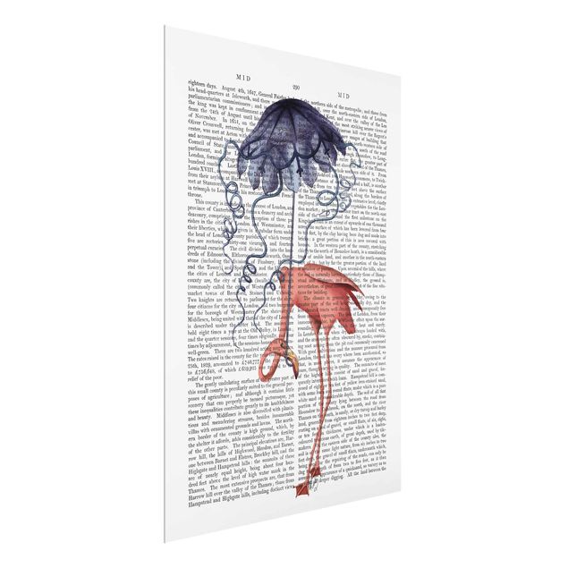 Cadre animaux Lecture d'animaux - Flamant avec parapluie