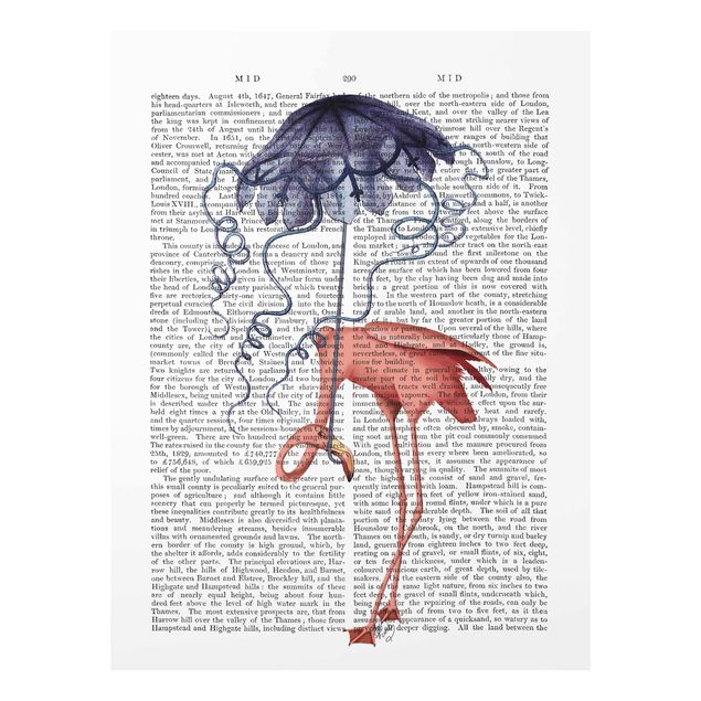 Tableau couleur rose Lecture d'animaux - Flamant avec parapluie