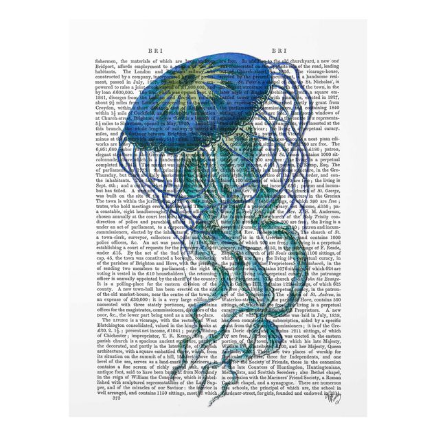 Tableau bleu Lecture pour animaux - Méduse