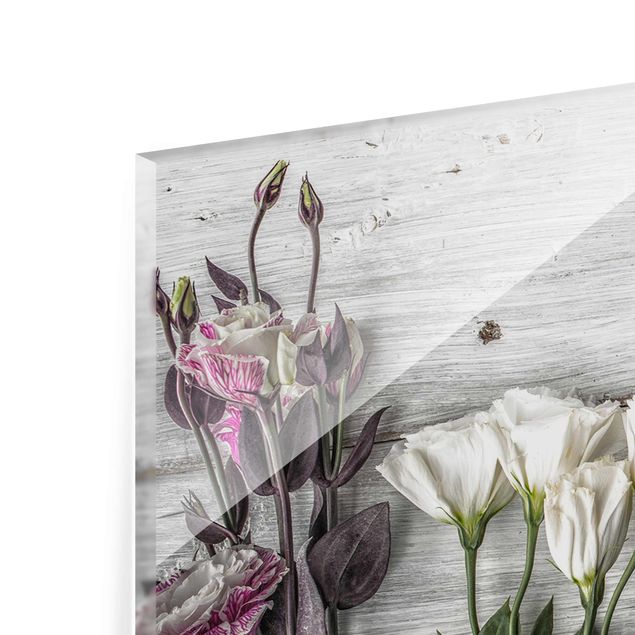 Tableaux en verre magnétique Tulip Rose Shabby Wood Look