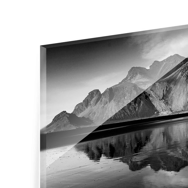 Tableaux en verre noir et blanc Vesturhorn en Islande