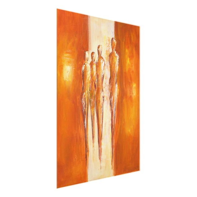 Tableaux abstraits Quatre figures en orange 02