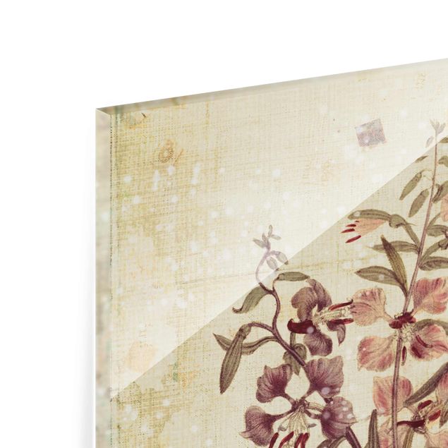 Tableau en verre - Vintage Floral Linen Look