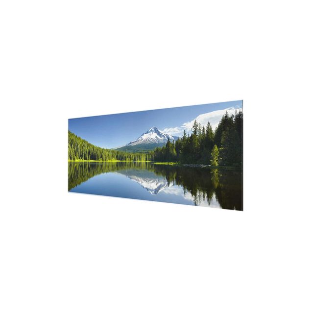 Tableau verre paysage Volcan avec reflet d'eau