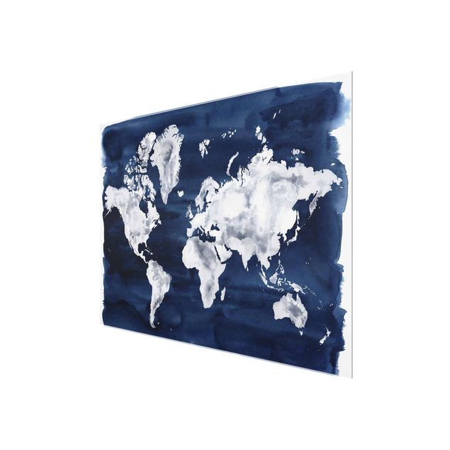 Tableau décoration Carte du monde de l'eau foncé