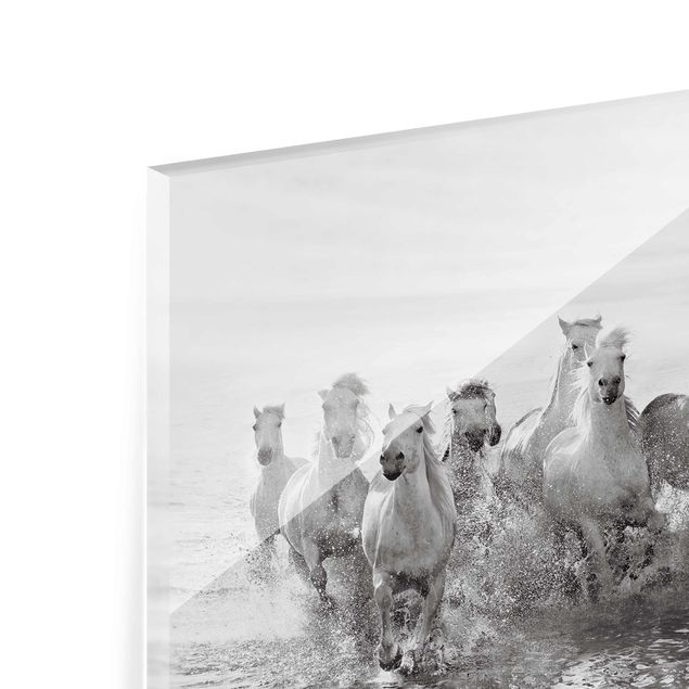 Tableau moderne White Horses In The Ocean
