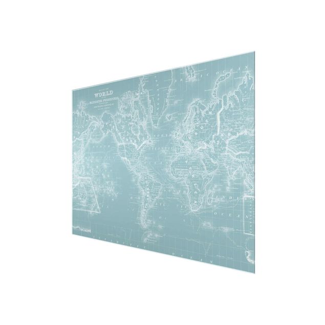 Tableaux muraux Carte du monde en bleu glacier