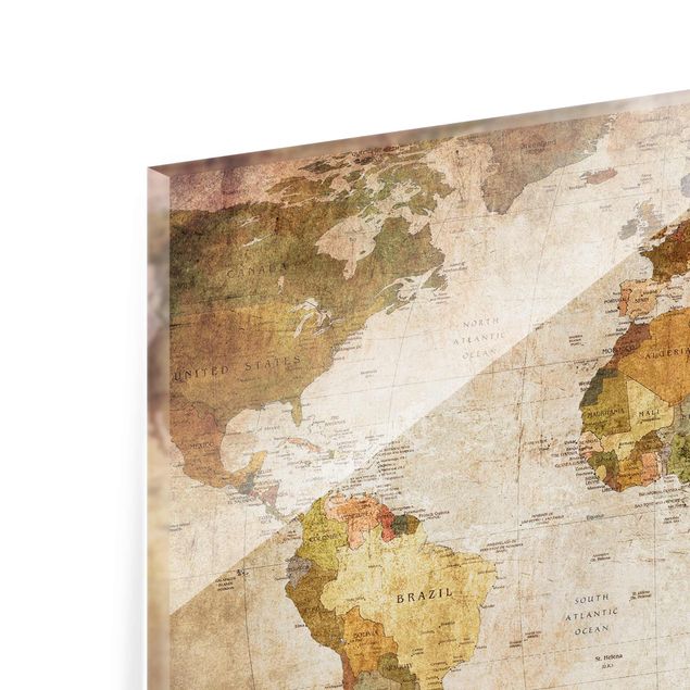 Tableau en verre - World map