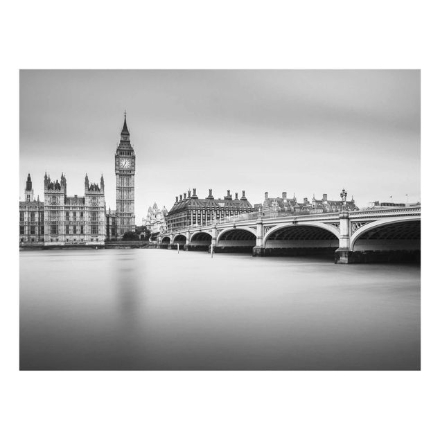 Tableaux en verre noir et blanc Pont de Westminster et Big Ben