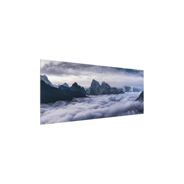 Tableau verre montagne Mer de nuages dans l'Himalaya
