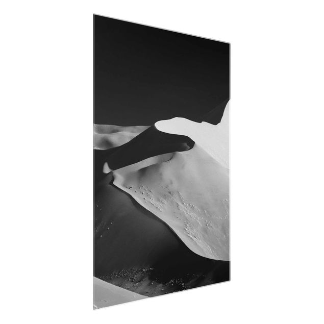 Tableaux en verre noir et blanc Désert - Dunes Abstraites