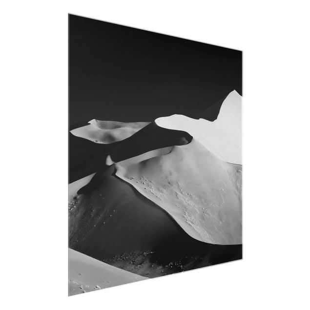 Tableaux en verre noir et blanc Désert - Dunes Abstraites