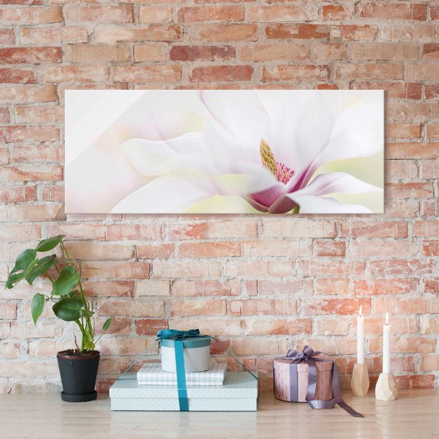 Tableaux en verre fleurs Délicate fleur de magnolia