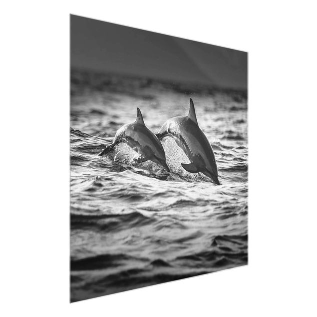 Tableaux modernes Deux dauphins qui sautent