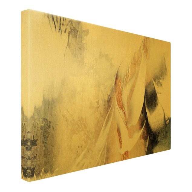 Tableaux muraux Peinture d'hiver abstraite dorée